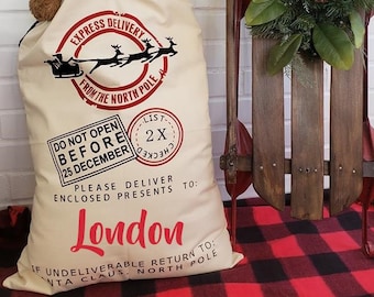 Personalized Santa Sack/ Reindeer Sack/ Christmas Gift Sacks/ Gift for Kids/ Santa Bag/ Gifts from Santa