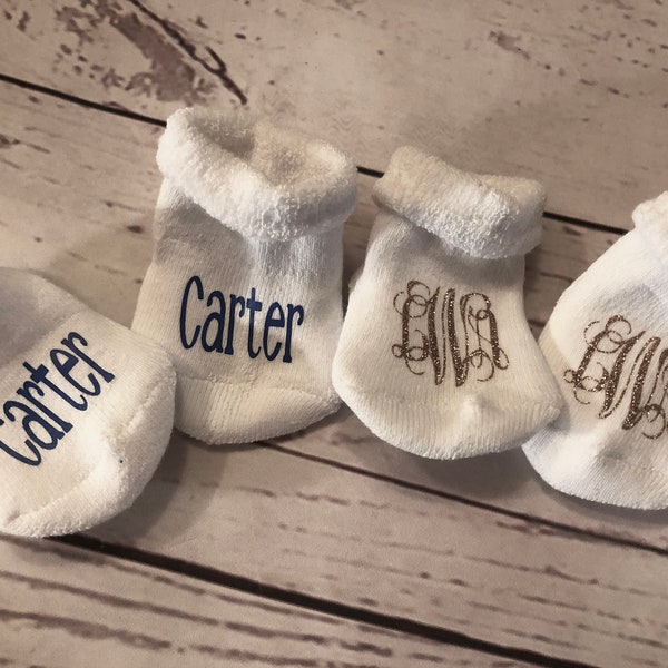 Personalized Monogrammed Baby Socks/ Customized Baby Socks/Newborn Socks/ Personalized Baby Items/