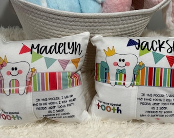 Personalized Tooth Fairy Pillow, Lost Tooth Pillow, Tooth Pocket Pillow, Fairy Pillow, Tooth Pillow, Kids Room Decor