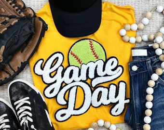 Softball Game Day Chenille Patch Sweatshirt Crew Neck