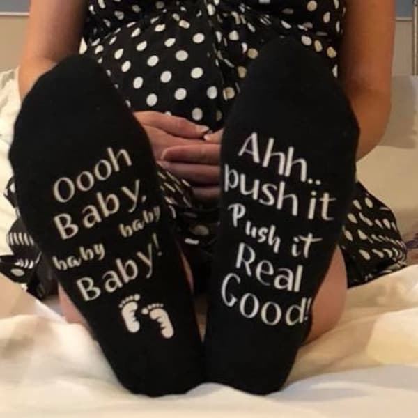 Delivery Socks, Maternity Labor Socks, Oh Baby, Baby. Push It Real Good!, Shower Gift, Not non-slip, Push Socks, OB Socks, Maternity Socks