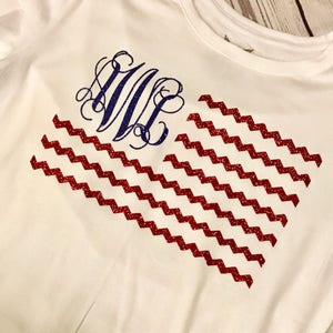 4th Of July Monogram Shirt/Custom Monogram Shirt/Fourth Of July/ Womens Custom Independence Day/Custom 4th Of July Top/ Red White & Blue
