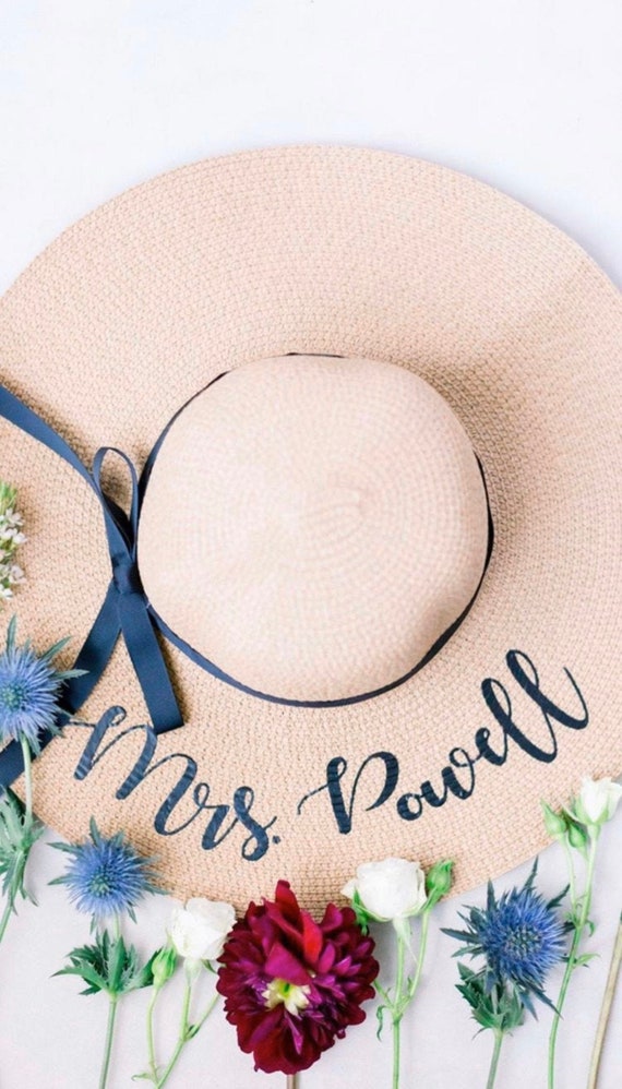 Personalized Floppy Hat/ Personalized Beach Hat/Mrs. Hat/ Honeymoon Hat/ Bridal Party Gift/ Wedding Gift