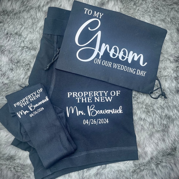 Groom Personalized Underwear & Socks/ Wedding Gift/ Property of/ Personalized Gift From Bride/ Wedding Day/Anniversary Gift/Groom Gift