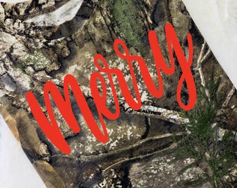 Merry CAMO T-shirt/ Southern Christmas/ Camouflage Christmas/Embossed T-Shirt