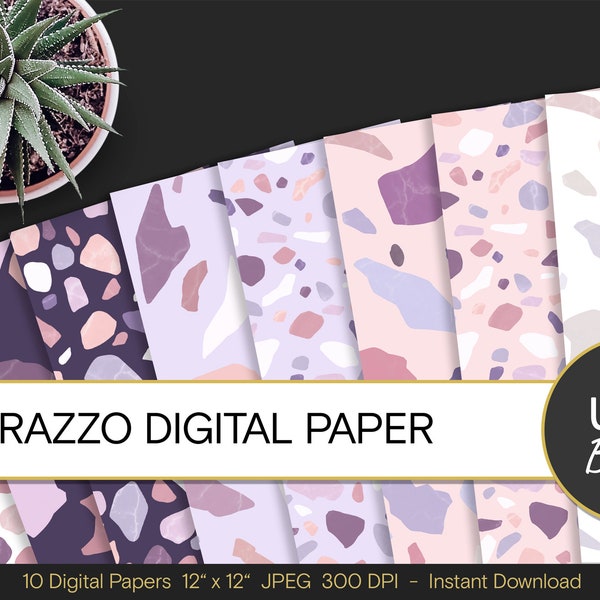 Terrazzo Granito Marble Digital Paper, Colorful Marble Wallpaper Background, Wrapping Paper Pattern, Digital Scrapbook Kits, Printable