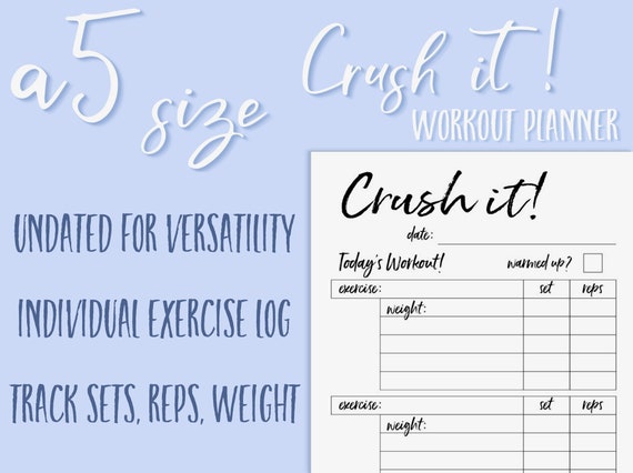 a5 crush it daily workout planner traveller s notebook etsy