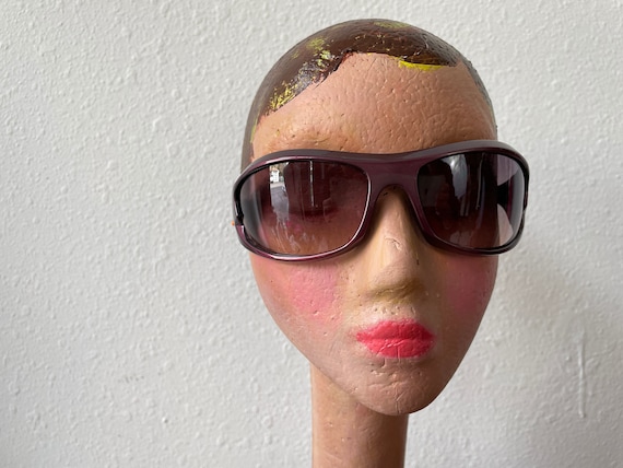 Bold Purple Plastic Shield Sunglasses Exalt Cycle… - image 1