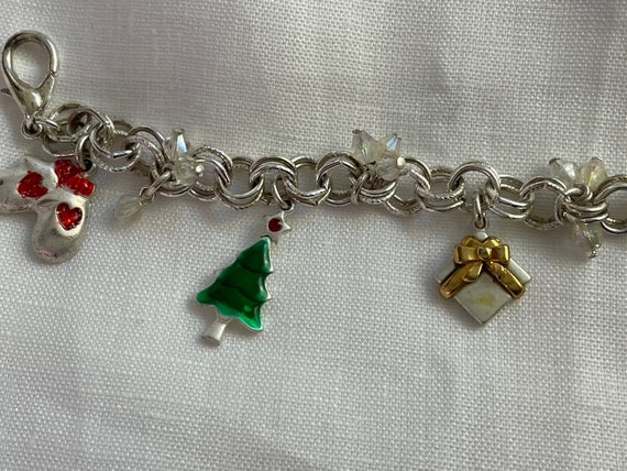 Christmas Holiday Charm Bracelet Silver-tone Meta… - image 1