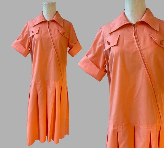 Orange Sherbet Shirtdress Cotton Blend Lillian Russel… Gem