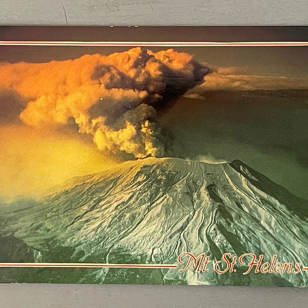Mt St Helens Volcano Eruption Photo Postcard Vintage 1980s Oregon Souvenir