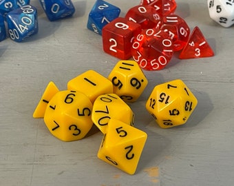 Dungeons + Dragons RPG Dices Goldenrod Yellow LOT OF 7 Vintage 1980s Games