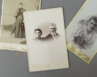 Antique Photograph Portrait of an Older Couple "Cousin July and Tom Elliot" Vintage 1890s 1900s