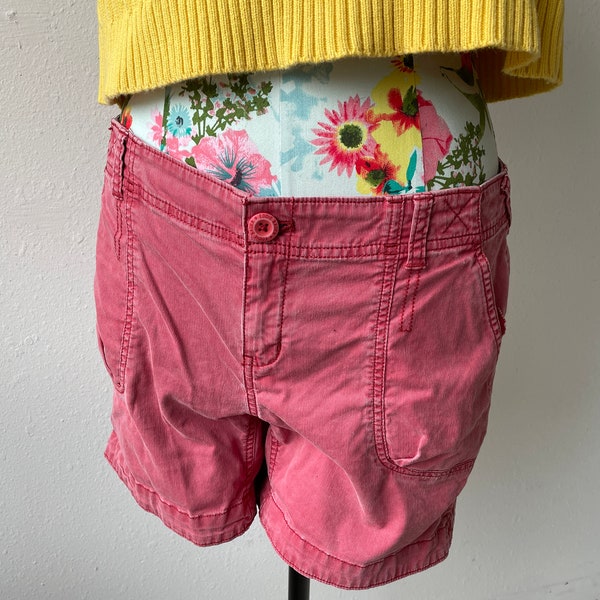 Eddie Bauer Chino Shorts Pink Twill Mercer Fit Vintage Y2K Womens 31-32 Inch Waist