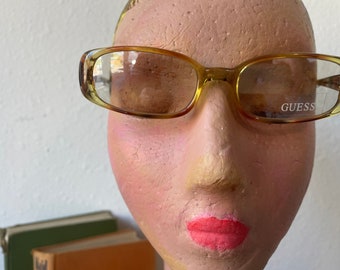 Guess Vintage Y2K Clear Brown Tortoiseshell Sunglasses New Old Stock 1990s 2000s Grunge Minimalist Made in Italy