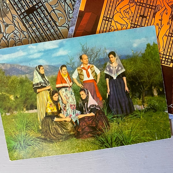 Mallorca Folkloric Costumes Postcard Aires de Montanya de Selva Vintage 1950s Spanish Souvenir