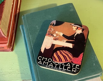 Chocolate Amatlier Art Deco Chocolate Tin Empty Retro 1930s Art Deco Advertising