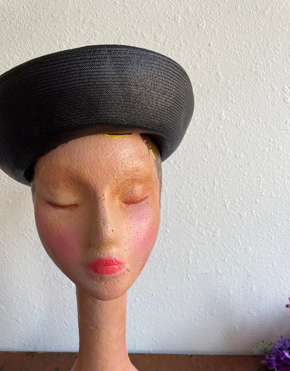 Clover Lane Black Straw Derby Hat with Grosgrain … - image 10