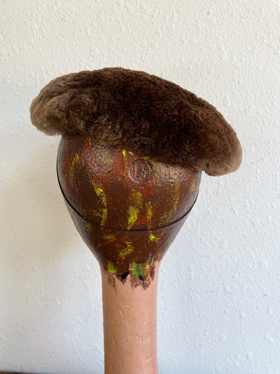 Young’s Brown Mink Fur  Beret Hat with Black Sati… - image 8