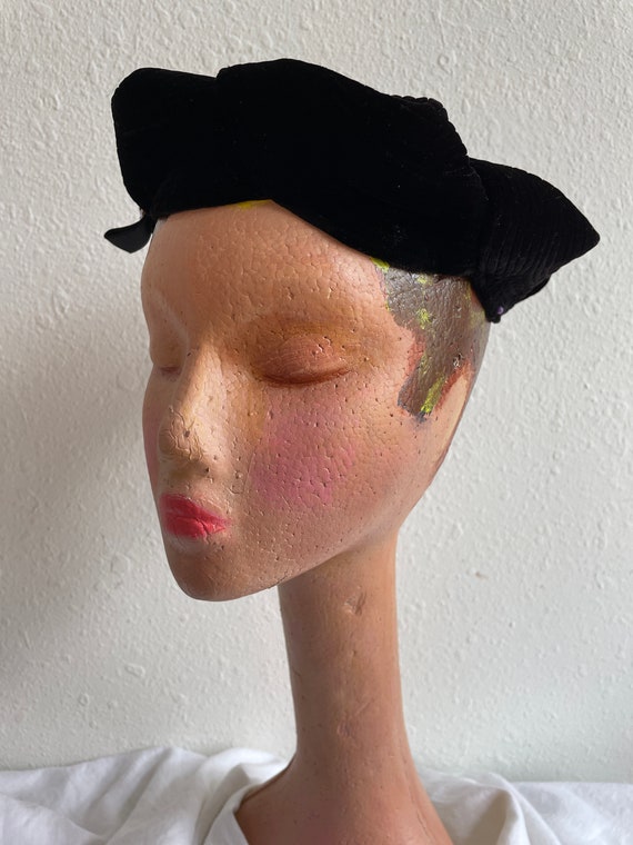 Alfreda Black Velvet Quilted Beret with Rhineston… - image 5