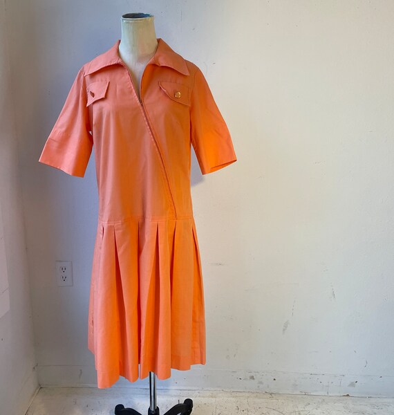 Orange Sherbet Shirtdress Cotton Blend Lillian Russel… Gem