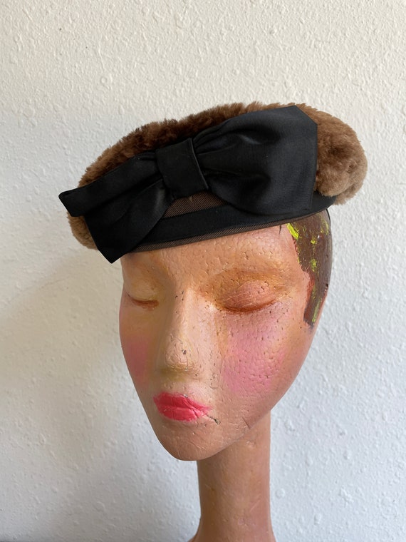 Young’s Brown Mink Fur  Beret Hat with Black Sati… - image 10