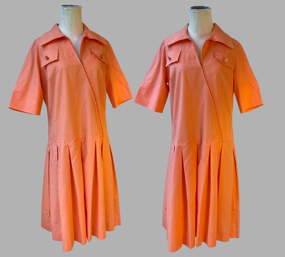 Orange Sherbet Shirtdress Cotton Blend Lillian Russel… Gem