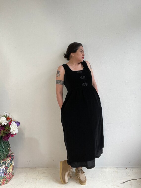 Susan Bristol Black Velvet Pinafore Dress Folklor… - image 4