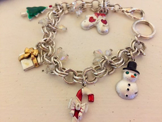 Christmas Holiday Charm Bracelet Silver-tone Meta… - image 6
