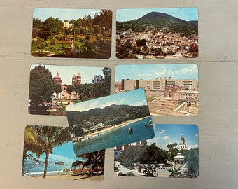 Vintage Mexiko Souvenir POSTKARTEN Tarjeta Portal Farben 7 Stück Vintage 1970er Jahre Mexikanische Reisefotos Jalisco, Taxco