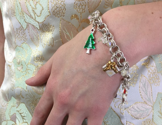 Christmas Holiday Charm Bracelet Silver-tone Meta… - image 7