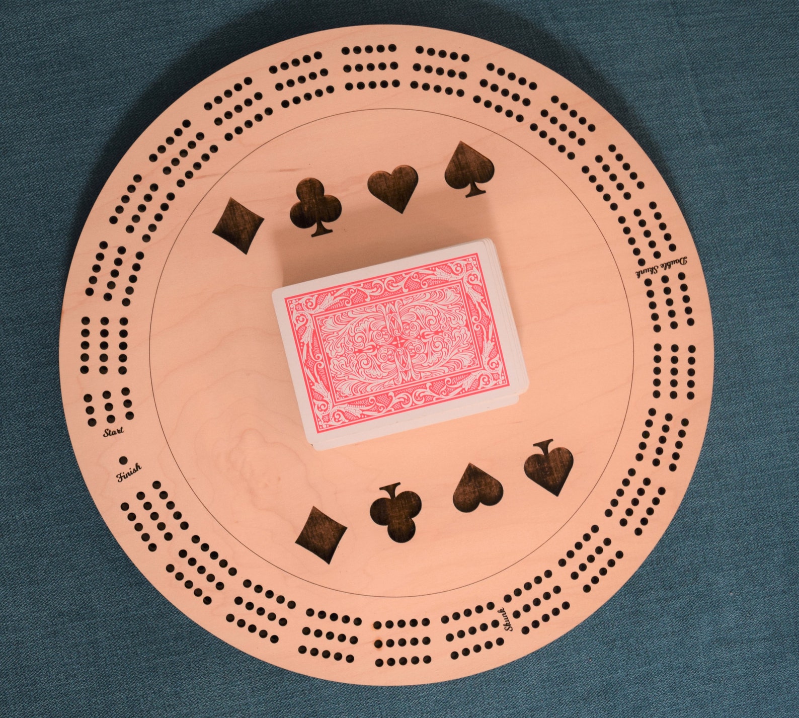 Wooden Round Cribbage Board Etsy