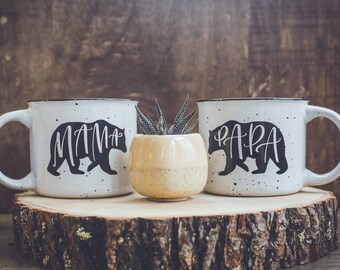 Mama and Papa Bear Campfire Mug, Mama and Papa Bear Mug, Mama Bear Mug, Papa Bear Mug