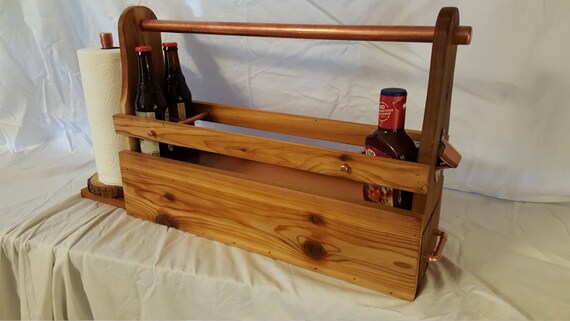 cedar and copper grill caddy