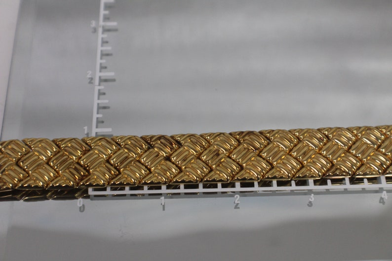 925 Vintage Woven Link Design Criss Cross Bracelet in Stunning Gold Tone Sterling Silver