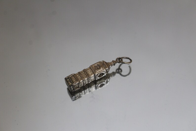 Vintage England Big Ben Clock Tower Charm in Yellow Gold 9k