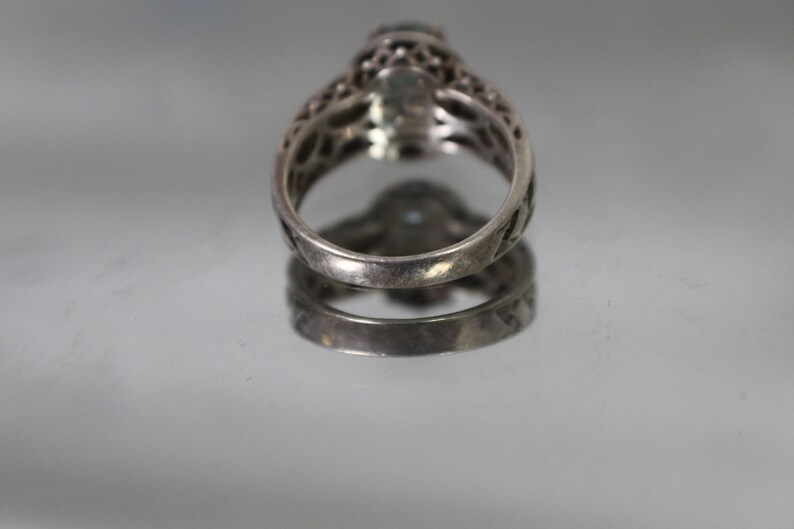 925 /& 14k Vintage Mystic Topaz Ring w Cross Hatched Weave Woven Shoulders in Sterling Silver and Yellow Gold