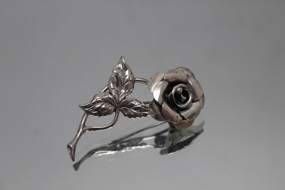 925 Vintage Beau Rose Flower Floral Pin/ Brooch in Sterling | Etsy