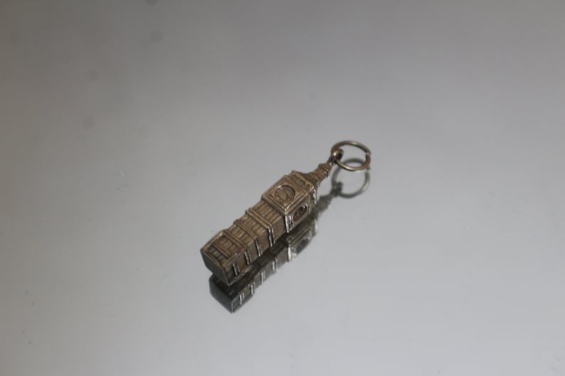 Vintage England Big Ben Clock Tower Charm in Yellow Gold 9k