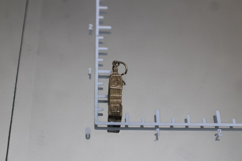 Vintage England Big Ben Clock Tower Charm in Yellow Gold 9k