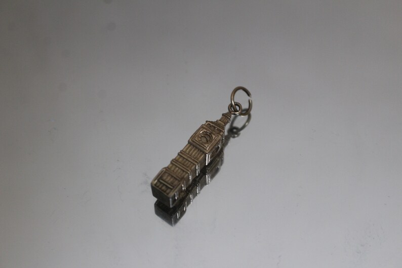 Vintage England Big Ben Clock Tower Charm in Yellow Gold 9k