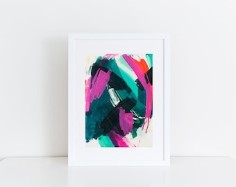 Prints available! 'Sən' a print of a painting by Sticks + Ink. Teal, Pink, home decor, pretty wall art anniversary birthday gift wedding