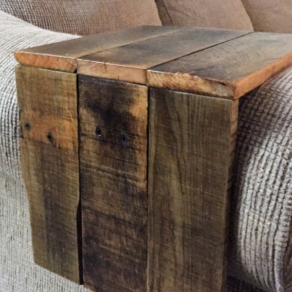 Reclaimed Pallet Wood Couch Arm Sleeve Table