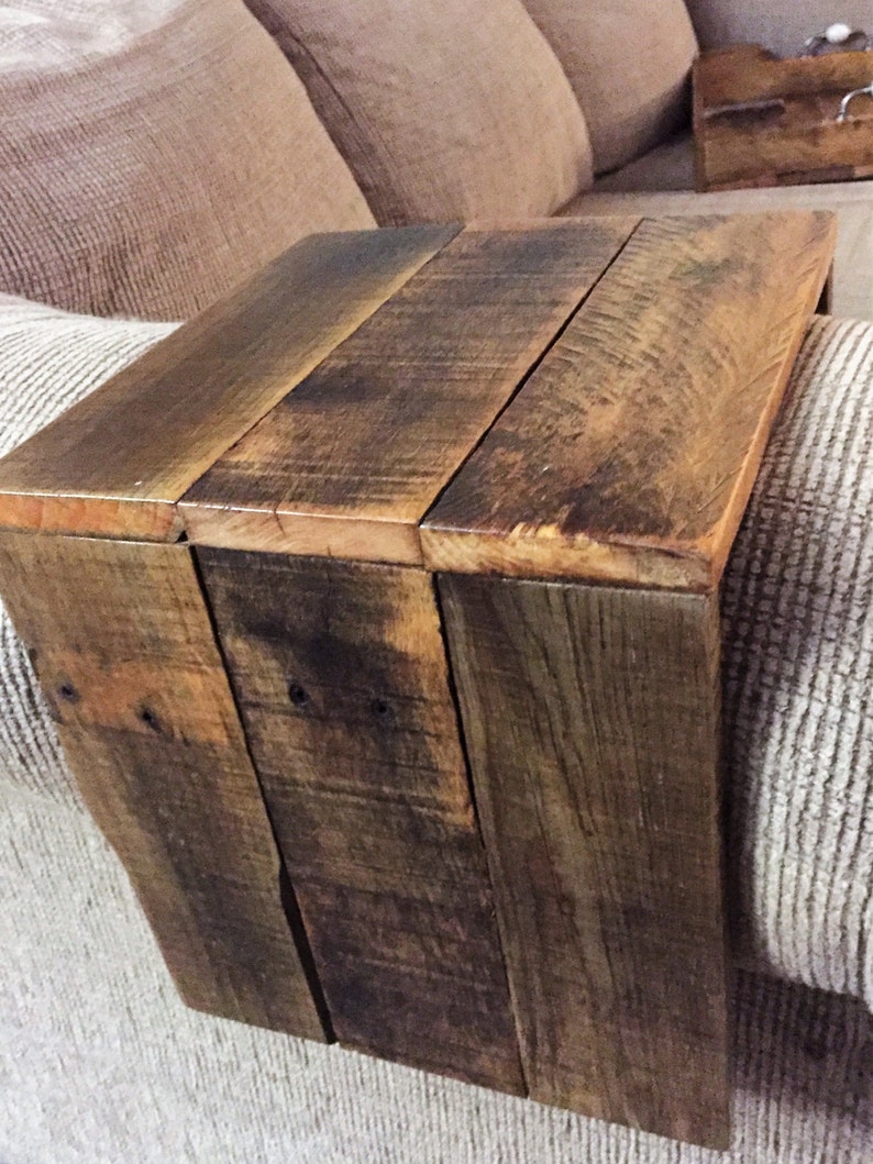 Reclaimed Pallet Wood Couch Arm Sleeve Table Etsy Australia