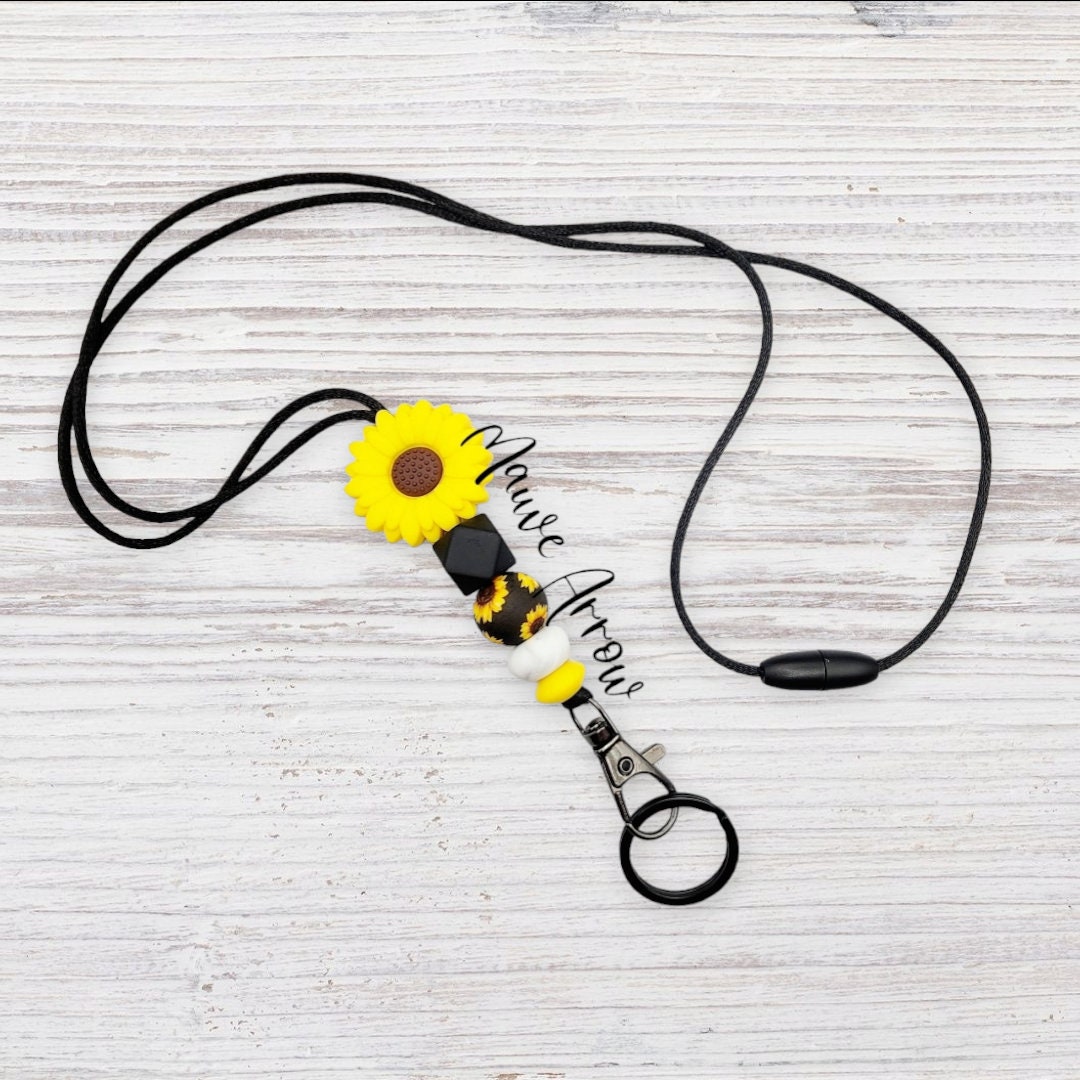 Sunflower Lanyard, Lanyard ID Holder, ID Badge Card Lanyard, Lanyard