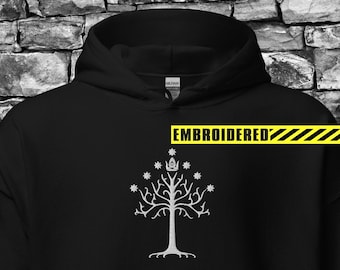 EMBROIDERED White Tree Hoodie | Geal Craobh | Valkoinen Puu | Weißer Baum | Árvore branca | Árbol blanco | Unisex Pullover Hooded Sweatshirt