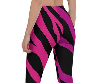 Glam Metal Leggings | 80s Sleaze Womens Yoga Pants | black fuscia purple | Van Halen fans / Motley Crue fans / Whitesnake fans / Poison Fans