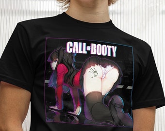 CALL of BOOTY Tshirt || Ecchi Anime Funny Parody Gamer shirt Gaming Tee || Short-Sleeve Unisex Pre-Shrunk || 100% combed & ring-spun cotton