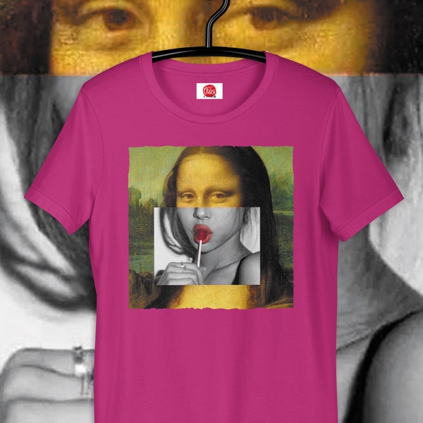 MONA LISA SUCETTE T-shirt | Léonard de Vinci | Maillot esthétique Kawaii Pop | Pré-rétréci unisexe à manches courtes | 100 % coton peigné et filé à l'anneau