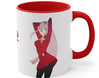 ZERO TWO DANCE Pháo - 2 Phút Hon Becher || Waifu Darling Ohayo Tasse || 11oz Farbbecher || Keramik Kaffeebecher || mikrowellengeeignet || Spülmaschinenfest